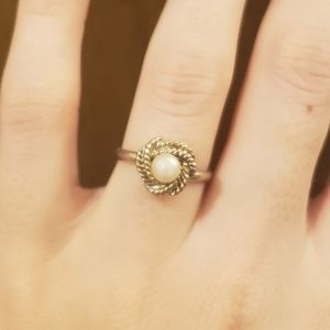 Faux Pearl Knot Ring